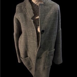 AllSaints Italian Cloth Plaid Coat Large Roomy Fit Structured Jacket